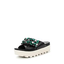 LOST INK  NYAH GEM FLATFORM JEWELLED SLIDE- BLACK