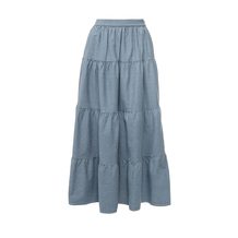 LOST INK   DENIM TIERED BELTED MAXI