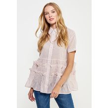 LOST INK  CHECKED SHIRRED SHIRT