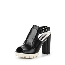 LOST INK  RAINE HIGH VAMP CLEAT SOLE BLOCK HEEL SANDAL - BLACK