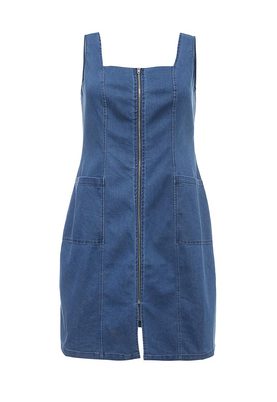 LOST INK PLUS   PENCIL DRESS IN DENIM WITH ZIP